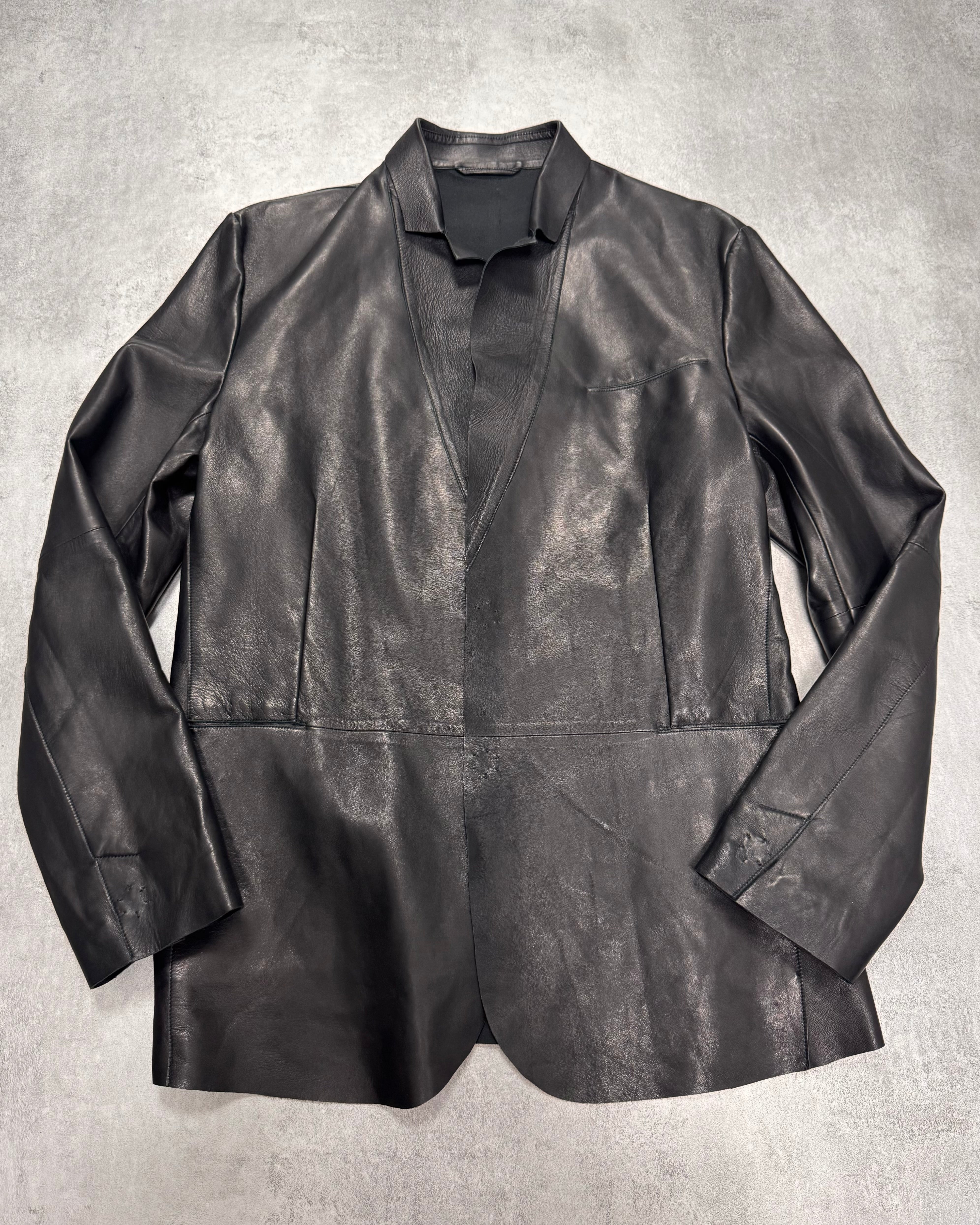 FW2012 Emporio Armani Sexy Black Leather Suit Jacket Dolce Vita Hub FW2012 Emporio Armani Sexy Black Leather Suit Jacket Dolce Vita Hub