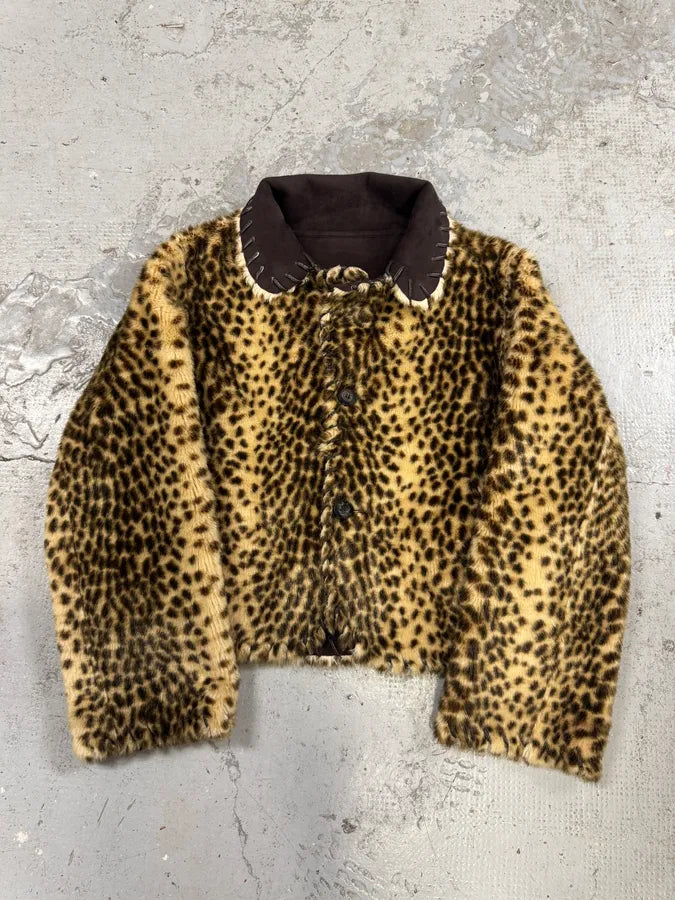 BALMAIN PARIS リバーシブル レオパード×ブラック レザーコート