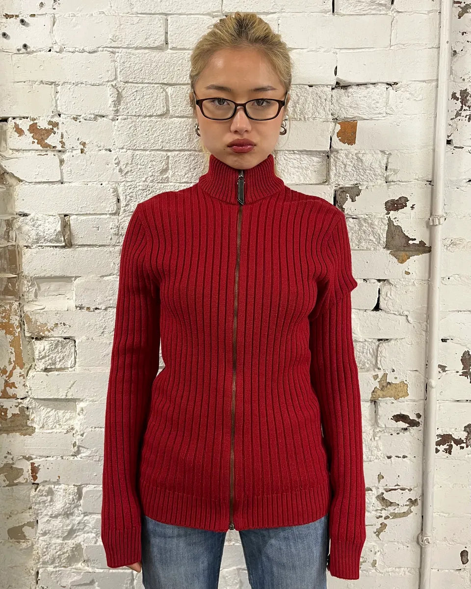 1990s Dolce & Gabbana Red Ribbed Zip-Up Sweater – Dolce Vita Hub
