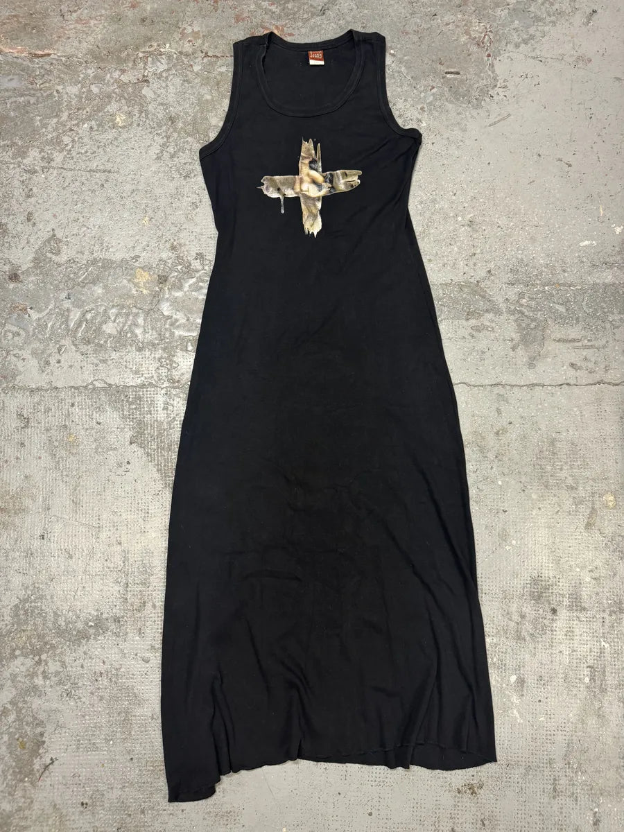 1990s Jean Paul Gaultier Black Naked Cross Long Dress 1990s Jean Paul Gaultier Black Naked Cross Long Dress