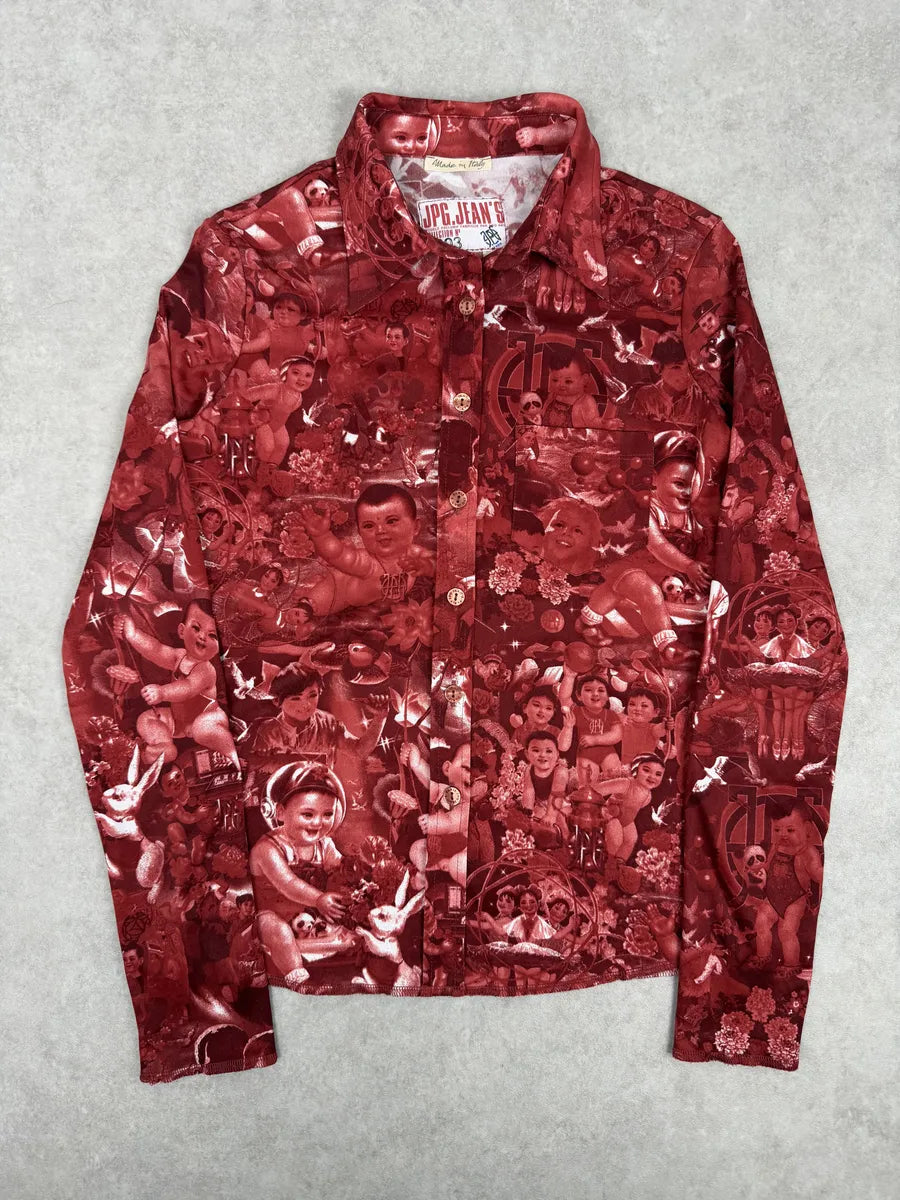 1990s Jean Paul Gaultier Burgundy Baby Asian World Shirt – Dolce