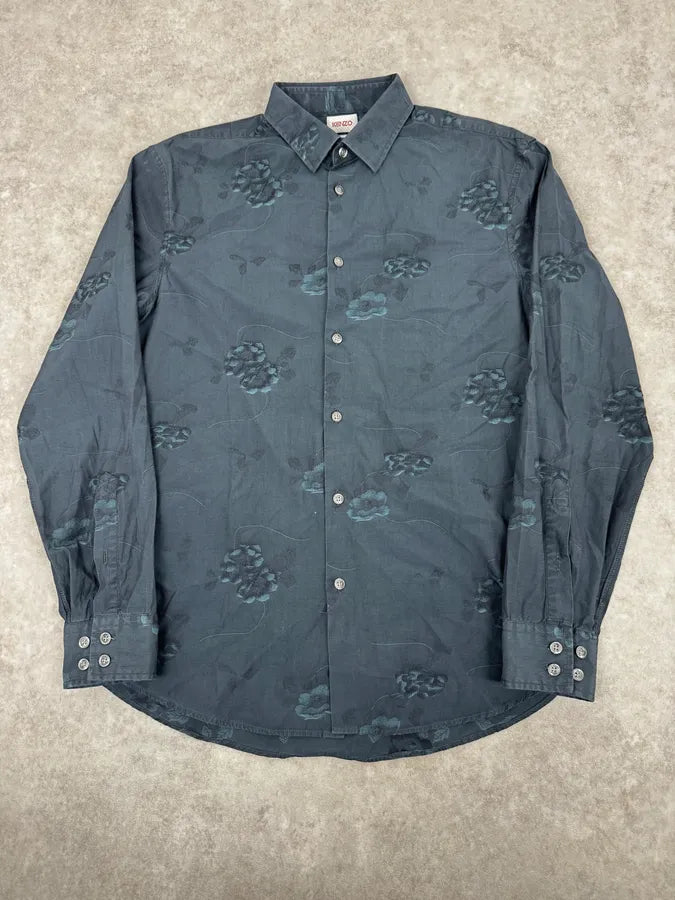 KENZO HOMME 長袖シャツ90s後期00s 1990s Kenzo Blue Flower Print Shirt – Dolce Vita Hub