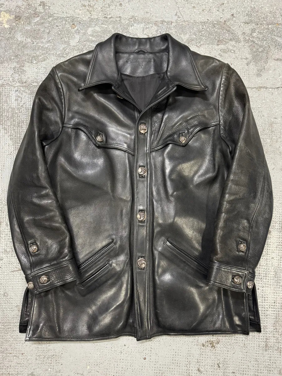 1993 Chrome Hearts Claw Button Black Hunting Leather Jacket 1993 Chrome Hearts Claw Button Black Hunting Leather Jacket
