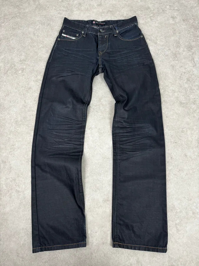 パンツ 2000's archive dark wear grunge denim 2000s Black Waxed Effect Obscure Denim Jeans – Dolce Vita Hub
