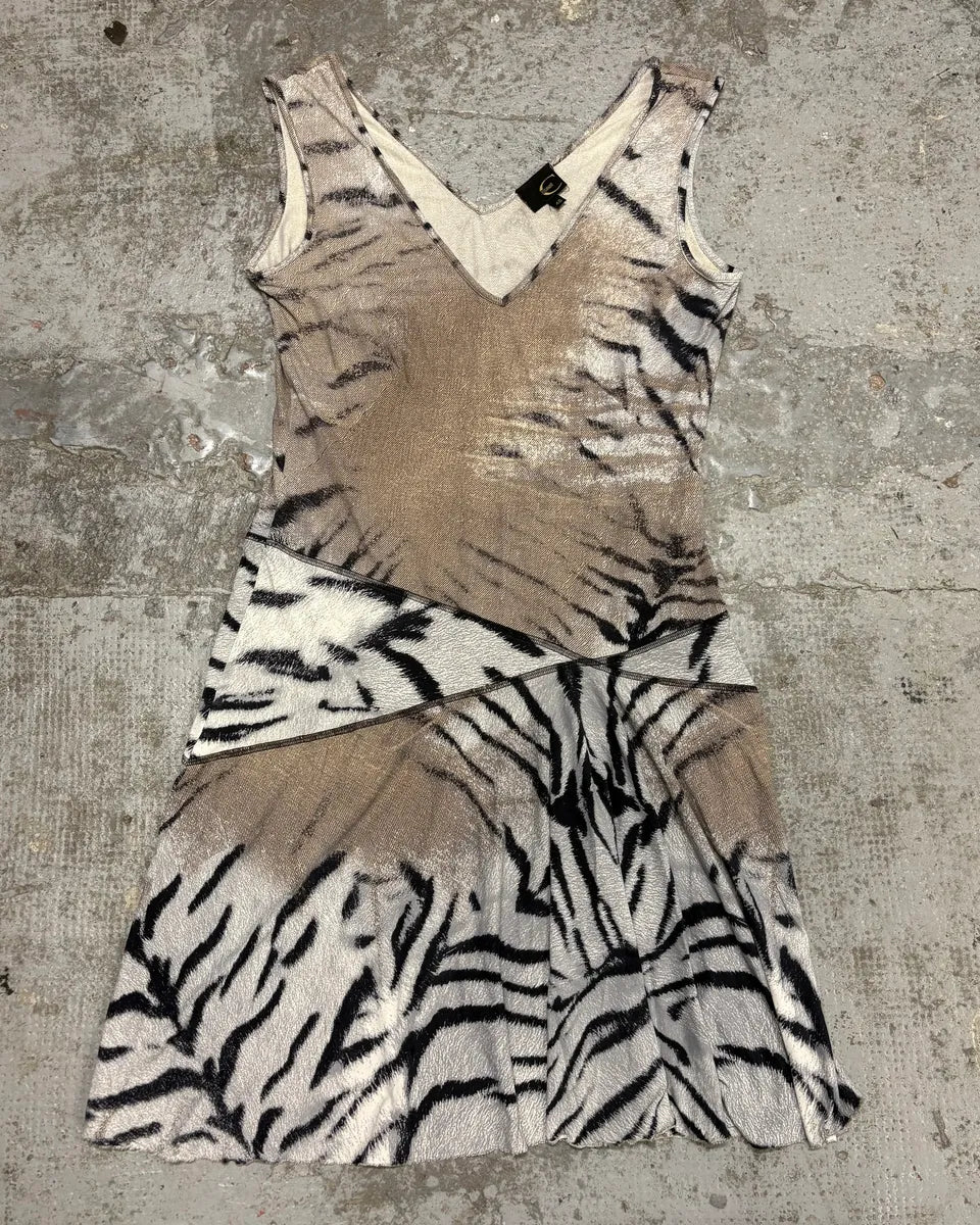 navy blue dress for baby girl 2000s Margiela Zebra Print Cutout Dress main image 1