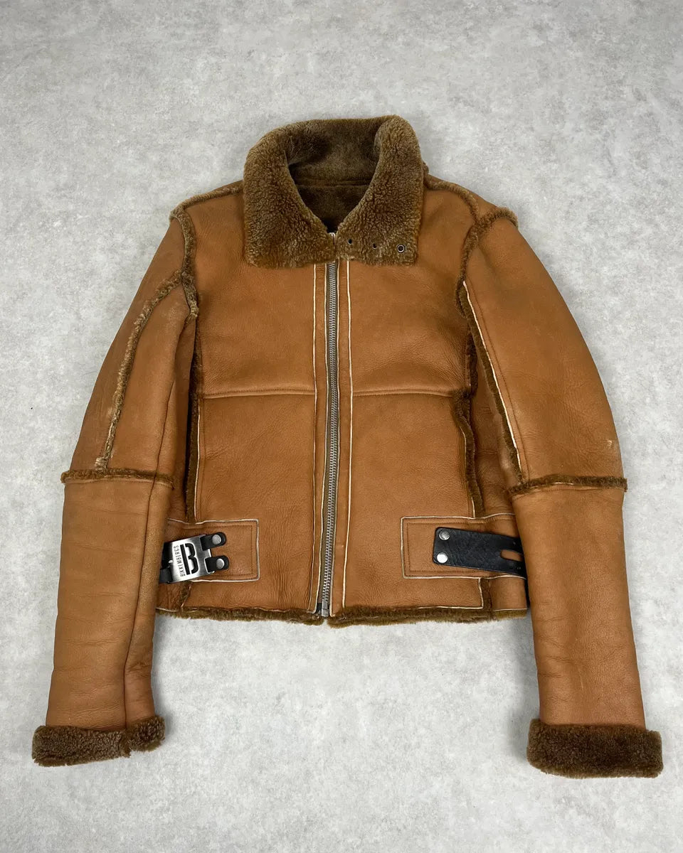 2000s Dirk Bikkembergs Brown Shearling Leather Jacket – Dolce Vita Hub