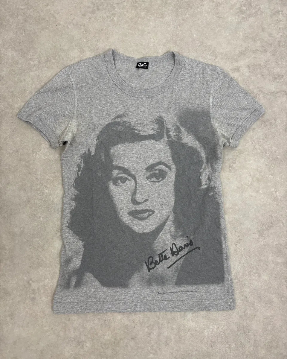 D&G Bette Davis フォトプリント Tシャツ グレー 38 2000s Dolce & Gabbana Bette Davis Grey T-Shirt – Dolce Vita Hub