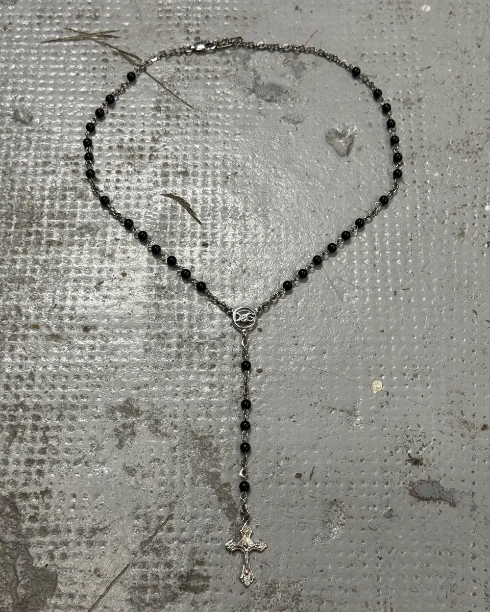 2000s Dolce & Gabbana Black Rosary Cross Necklace – Dolce Vita Hub