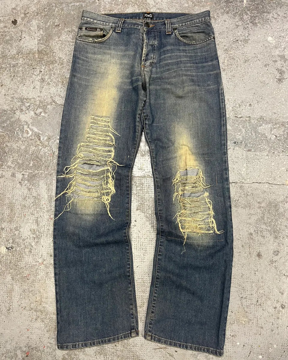 2000s Dolce & Gabbana Faded Distressed Denim Jeans – Dolce Vita Hub