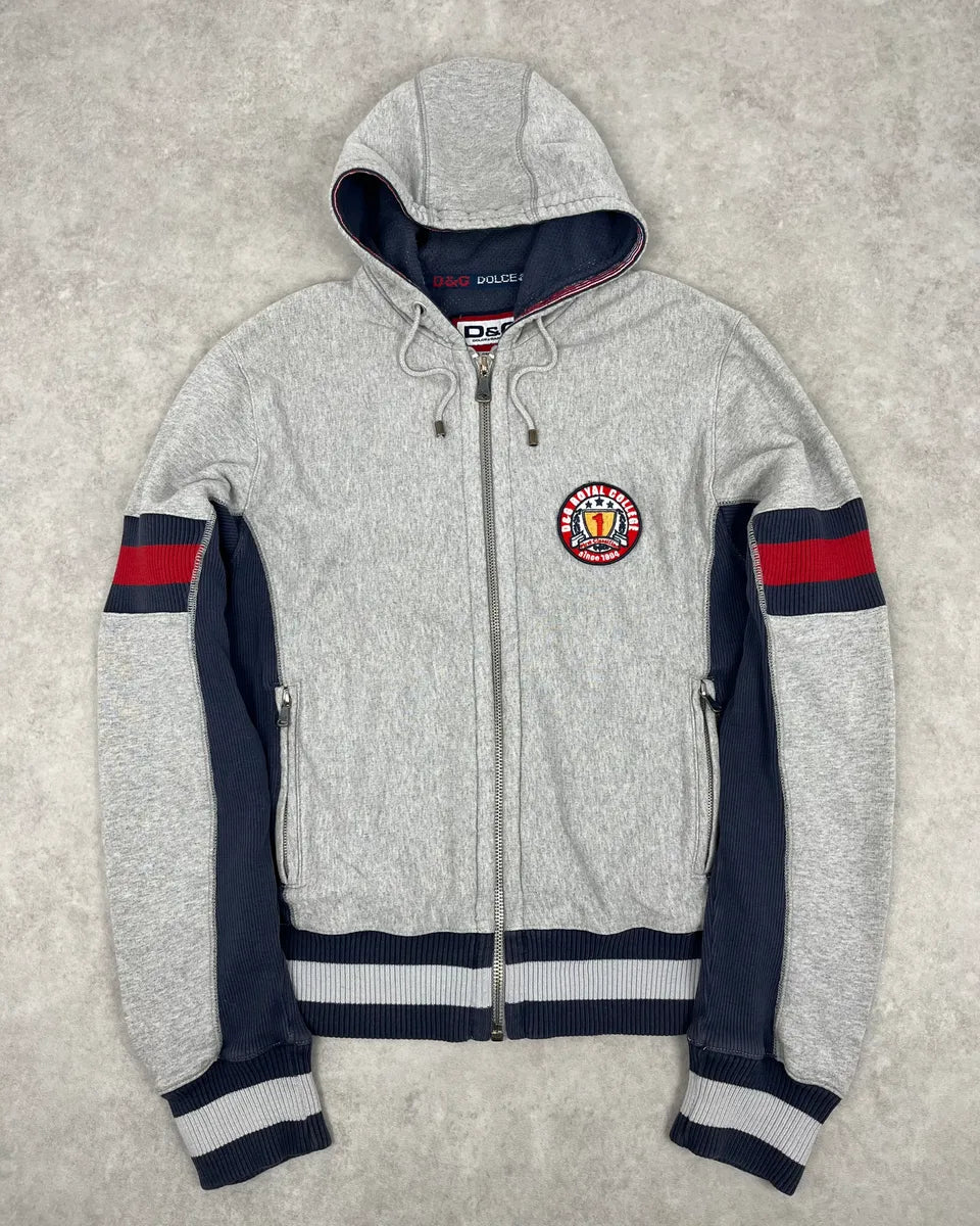 AW2007 Dolce & Gabbana Grey Royal College Zip-up Hoodie – Dolce