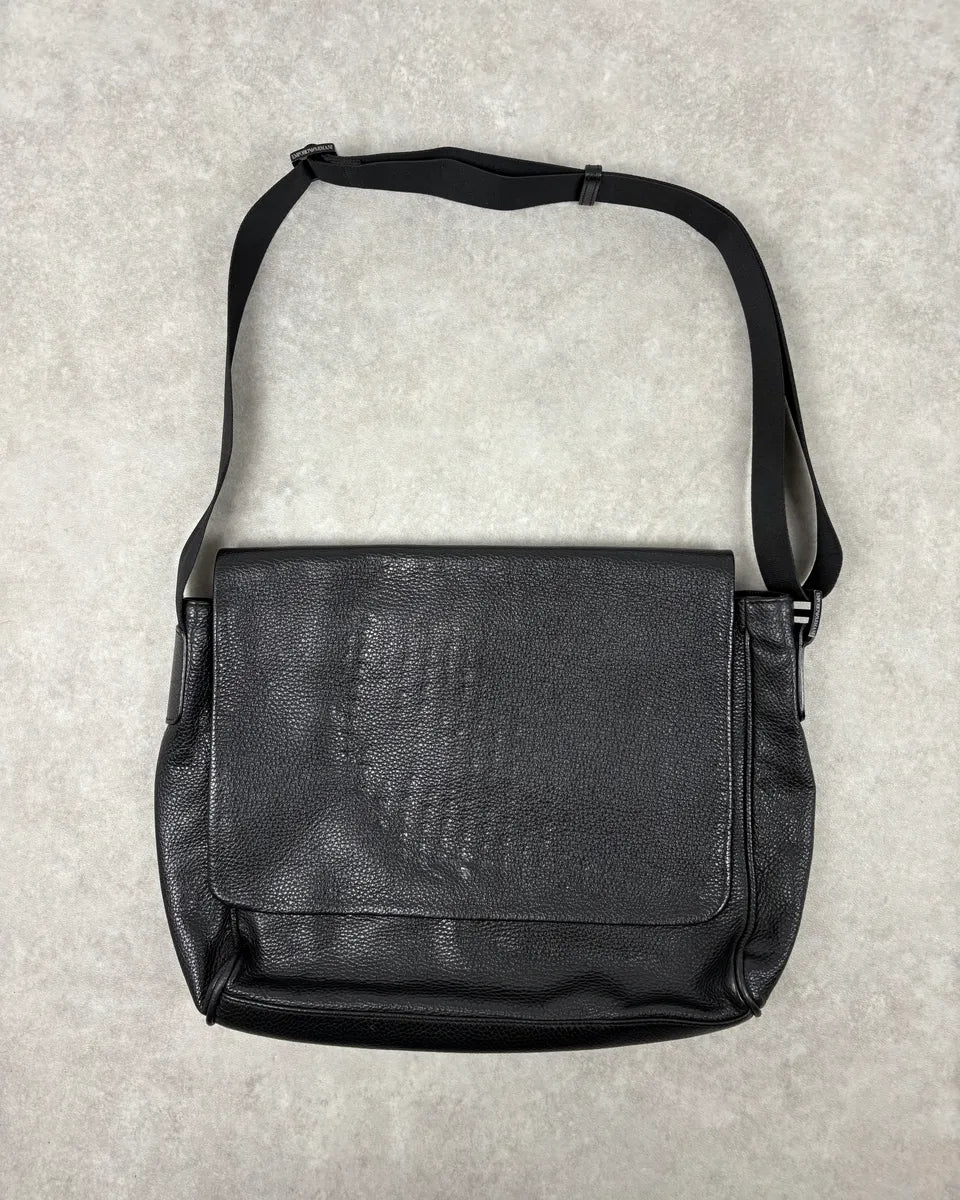 2000s Emporio Armani Black Leather Computer Shoulder Bag – Dolce