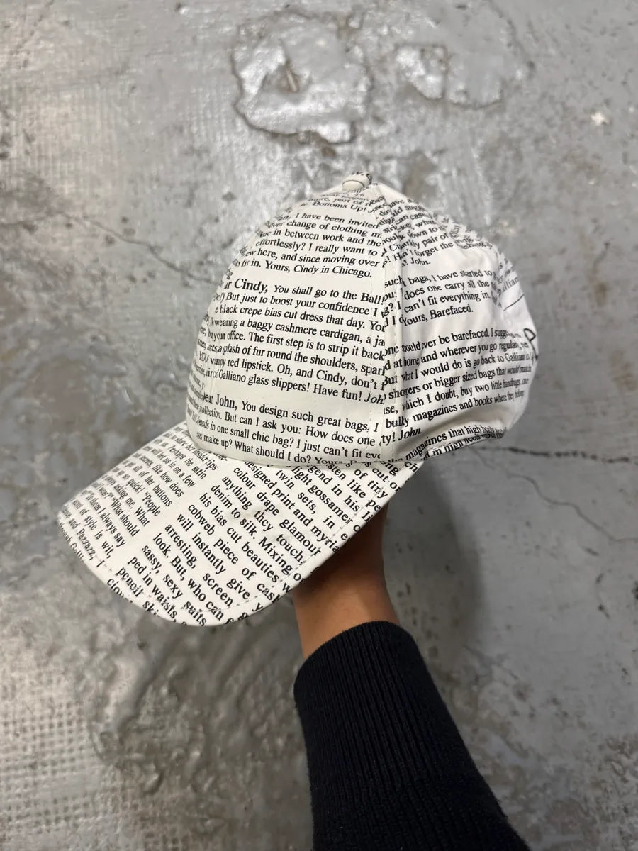 2000s Galliano Newspaper White Cap – Dolce Vita Hub