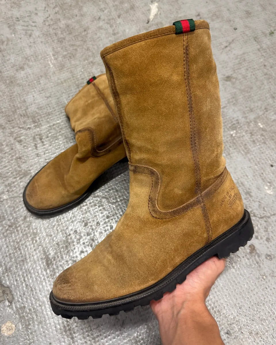2000s Gucci Brown Ankle Fur Suede Leather Boots – Dolce Vita Hub
