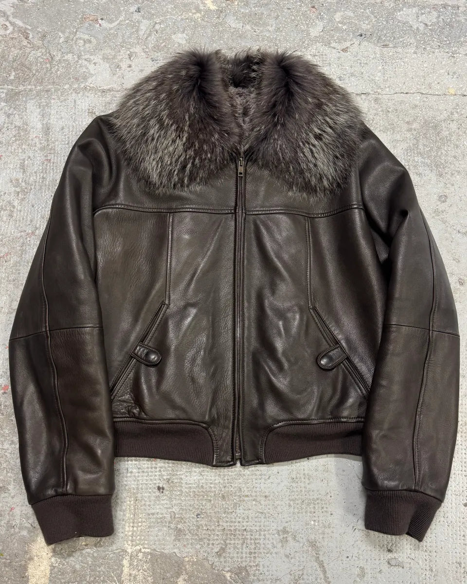 ジャケット・アウター 00s GUCCI by Tom ford 3D Leather Jacket 2000s Gucci Tom Ford Rabbit Fur Brown Leather Jacket – Dolce Vita Hub