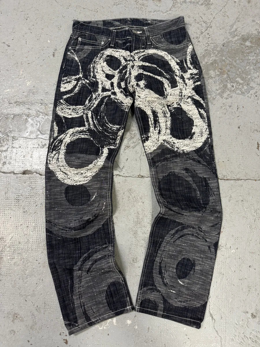 2000s Issey Miyake MEN Abstract Contemporary Relief Denim Jeans
