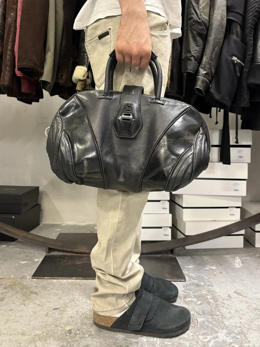 2000s Jean Paul Gaultier Ballistic Black Reinforced Leather Handle