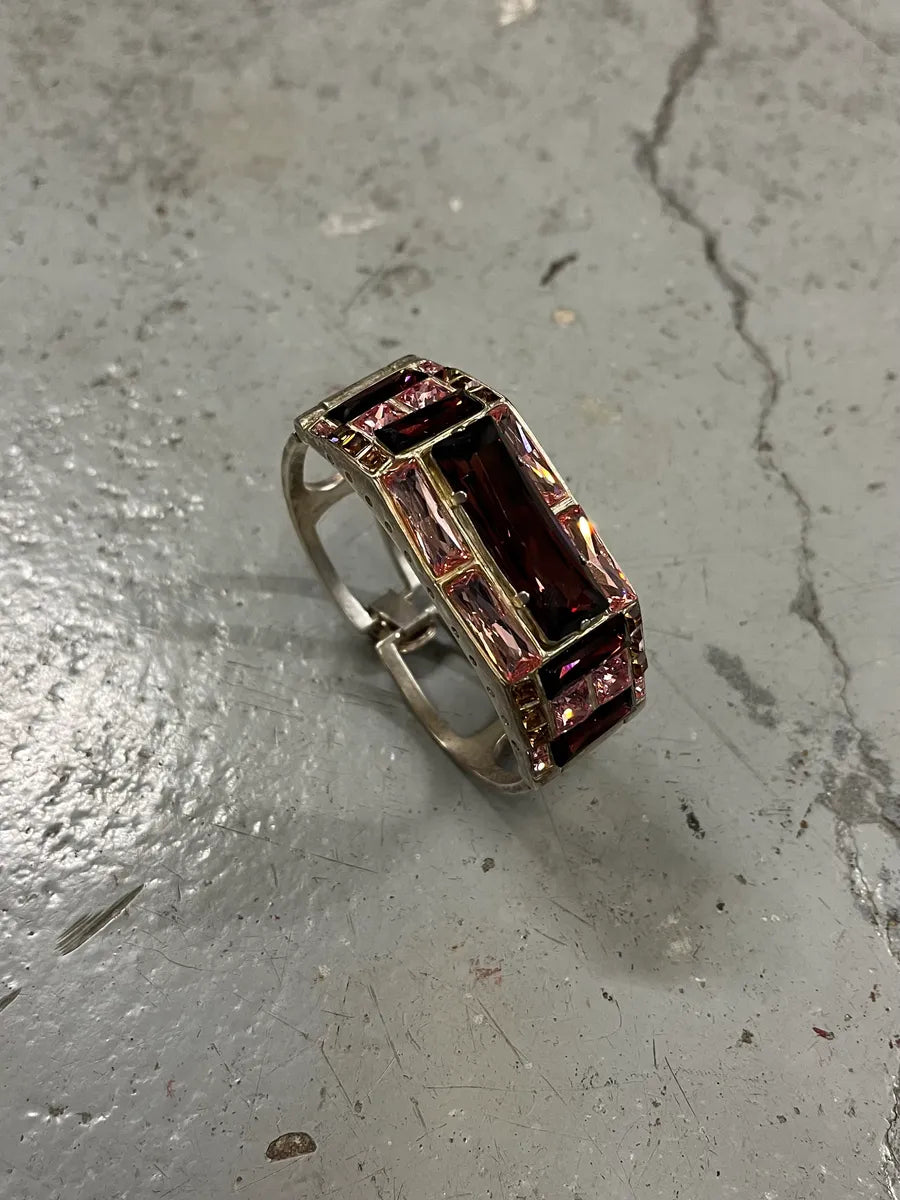 Bracelet Vintage Dolce Vita émaillé - Créateur - Couleur Doré Et Framboise - Occasion