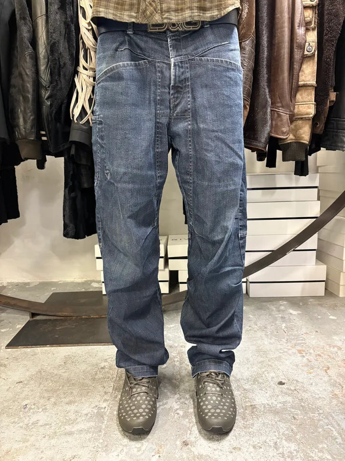 2000s Marithé François Girbaud Navy Rebel Distressed Brut Denim