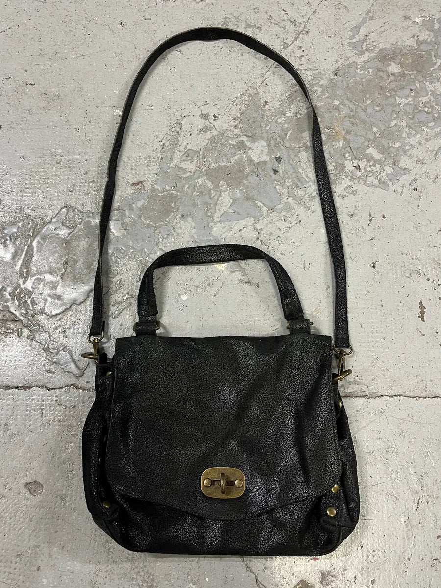 DIESEL Archive 00s Studded One-Shoulder Bag Black Leather 00s