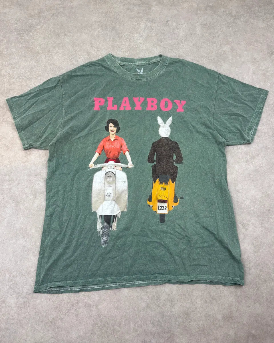 2000s Playboy Faded Green Scooter Logo Relaxed T-Shirt – Dolce