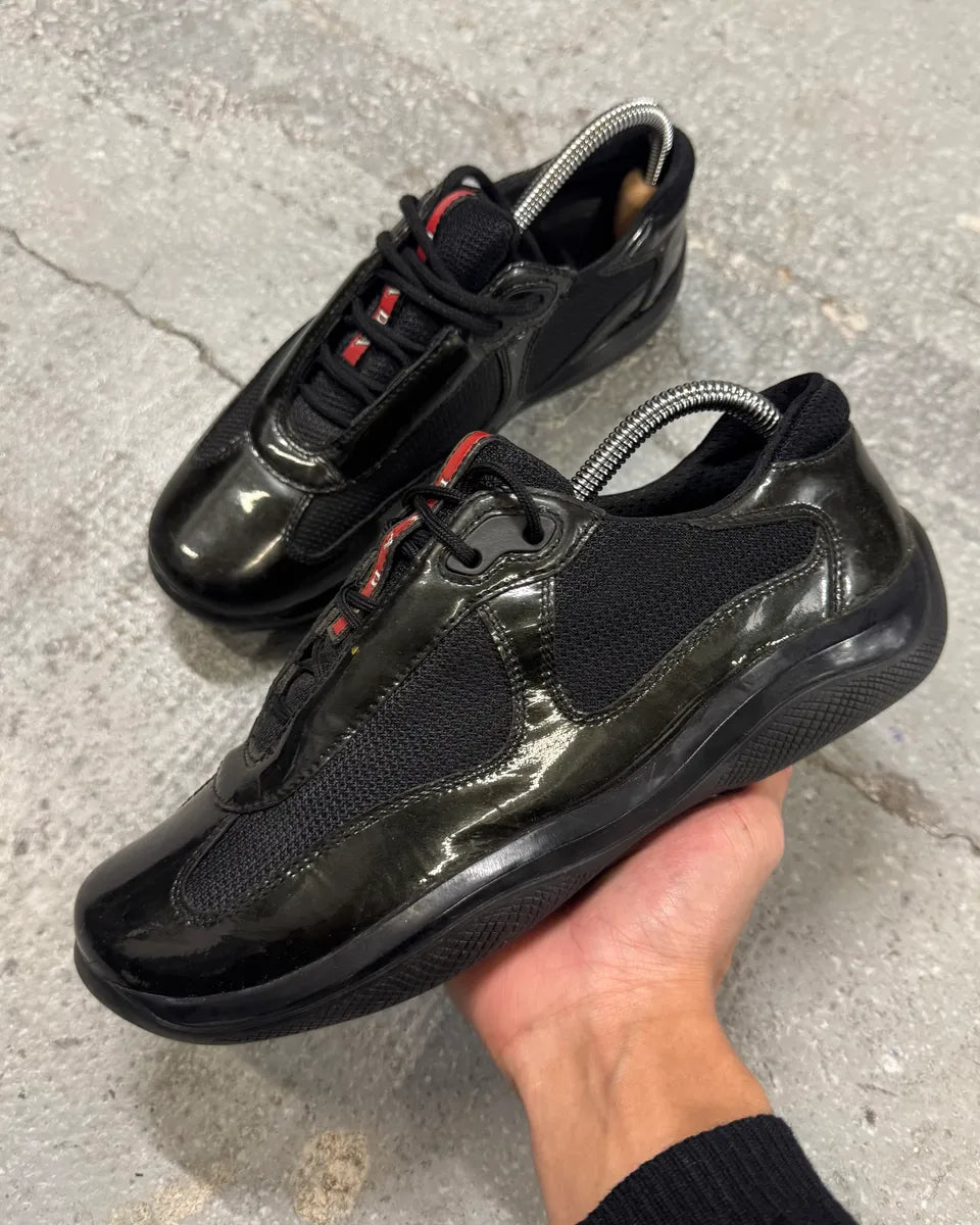 2000s Prada Black & Khaki America's Cup Leather Sneakers – Dolce 2000s Prada Black & Khaki America's Cup Leather Sneakers – Dolce