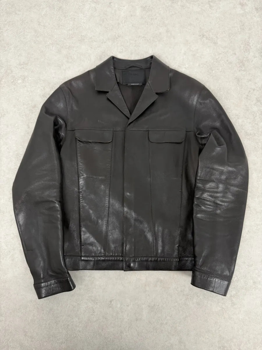 2000s Prada Black Premium Trucker Leather Jacket – Dolce Vita Hub
