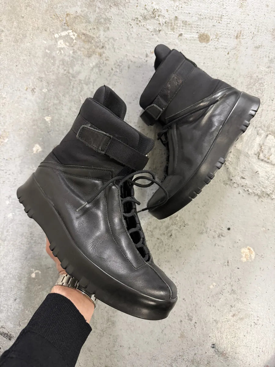 PRADA 2000s archive boots ブーツ 2000s Prada Mountain Black Leather Boots – Dolce Vita Hub