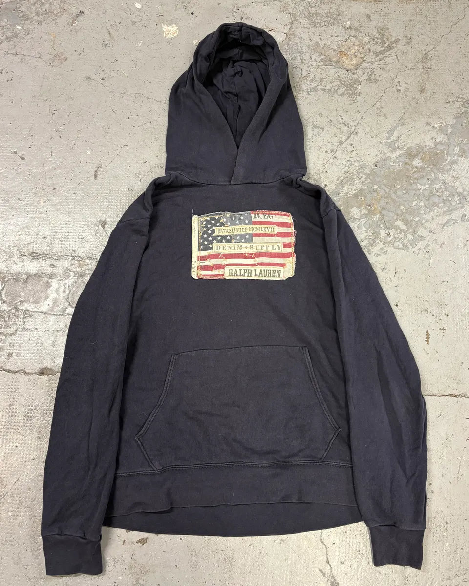 2000s Ralph Lauren American Flag Archive Black Hoodie – Dolce Vita Hub