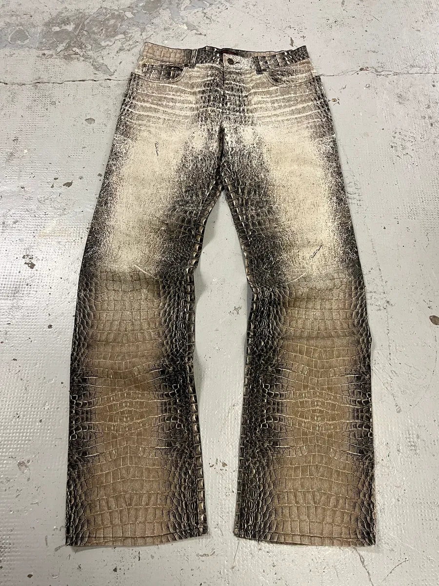 2000s Roberto Cavalli Crocodile Grey & Beige Jeans – Dolce Vita Hub