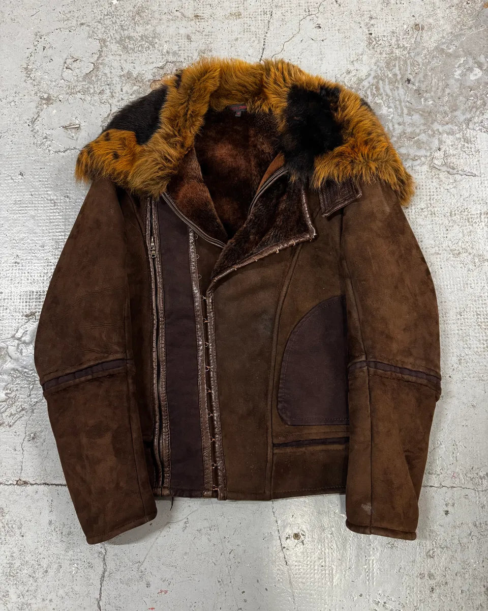 ジャケット・アウター 00's Roberto Cavalli leather fur jacket 2000s Roberto Cavalli Fur Shearling Brown Leather Jacket – Dolce