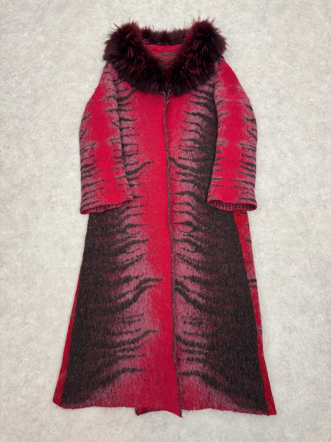 2000s Roberto Cavalli Long Devil Satan Mohair Raccoon Cardigan