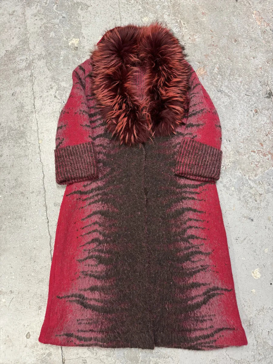 2000s Roberto Cavalli Long Devil Satan Mohair Raccoon Cardigan
