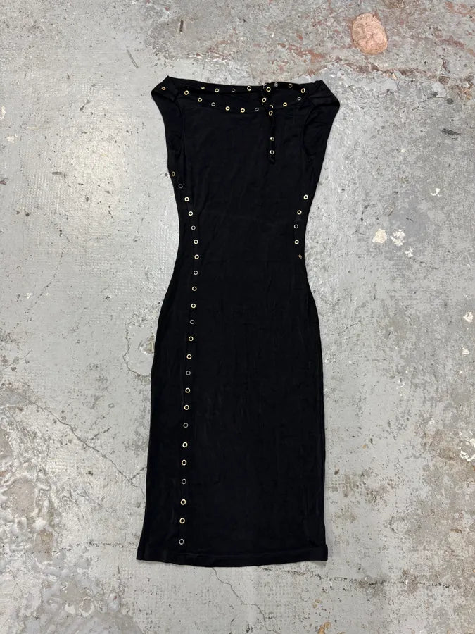 2000s Versace Eyelet Black Long Dress – Dolce Vita Hub