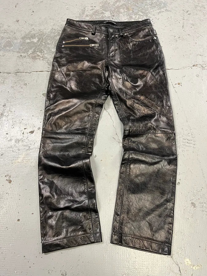 2000s Versace Oil Spill Black Premium Leather Pants – Dolce Vita Hub