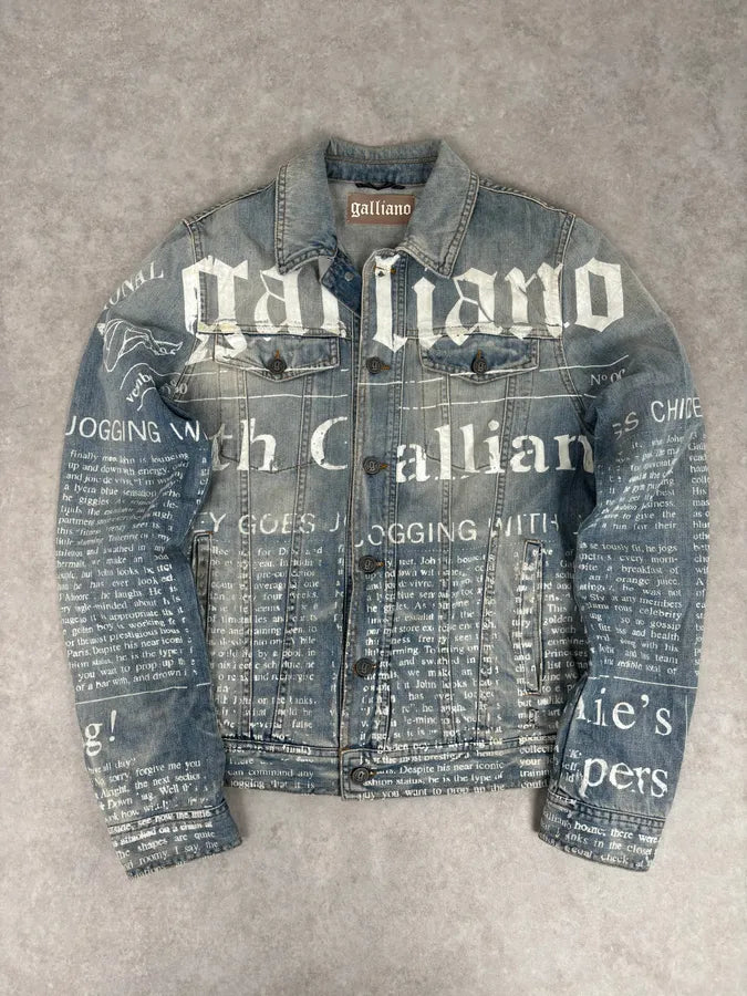 SS2011 John Galliano Blue Gazette Gothic Script Denim Jacket