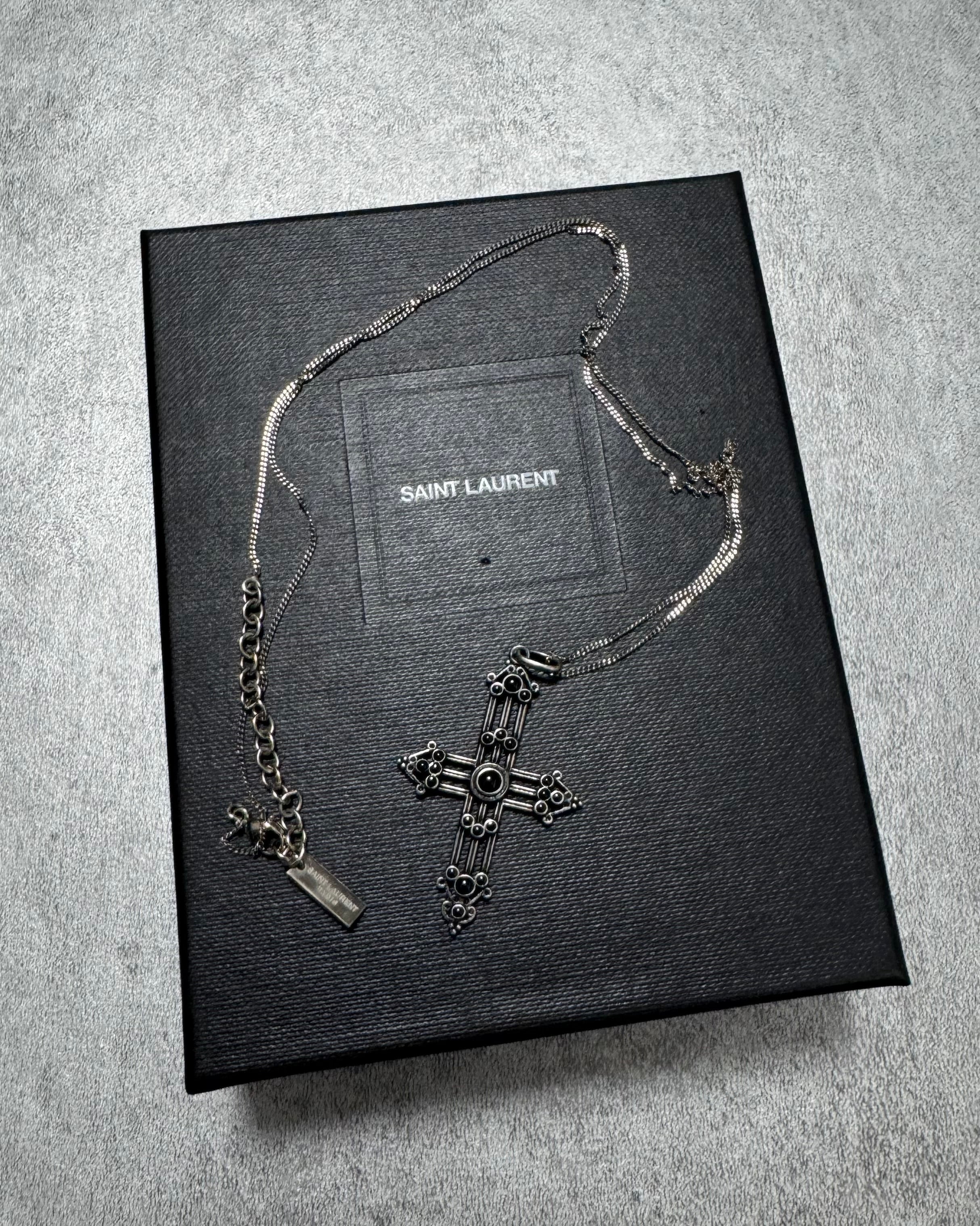 アクセサリー Saint Laurent Cross Necklace Saint Laurent Gothic Pearls Cross Pendant Necklace – Dolce Vita Hub