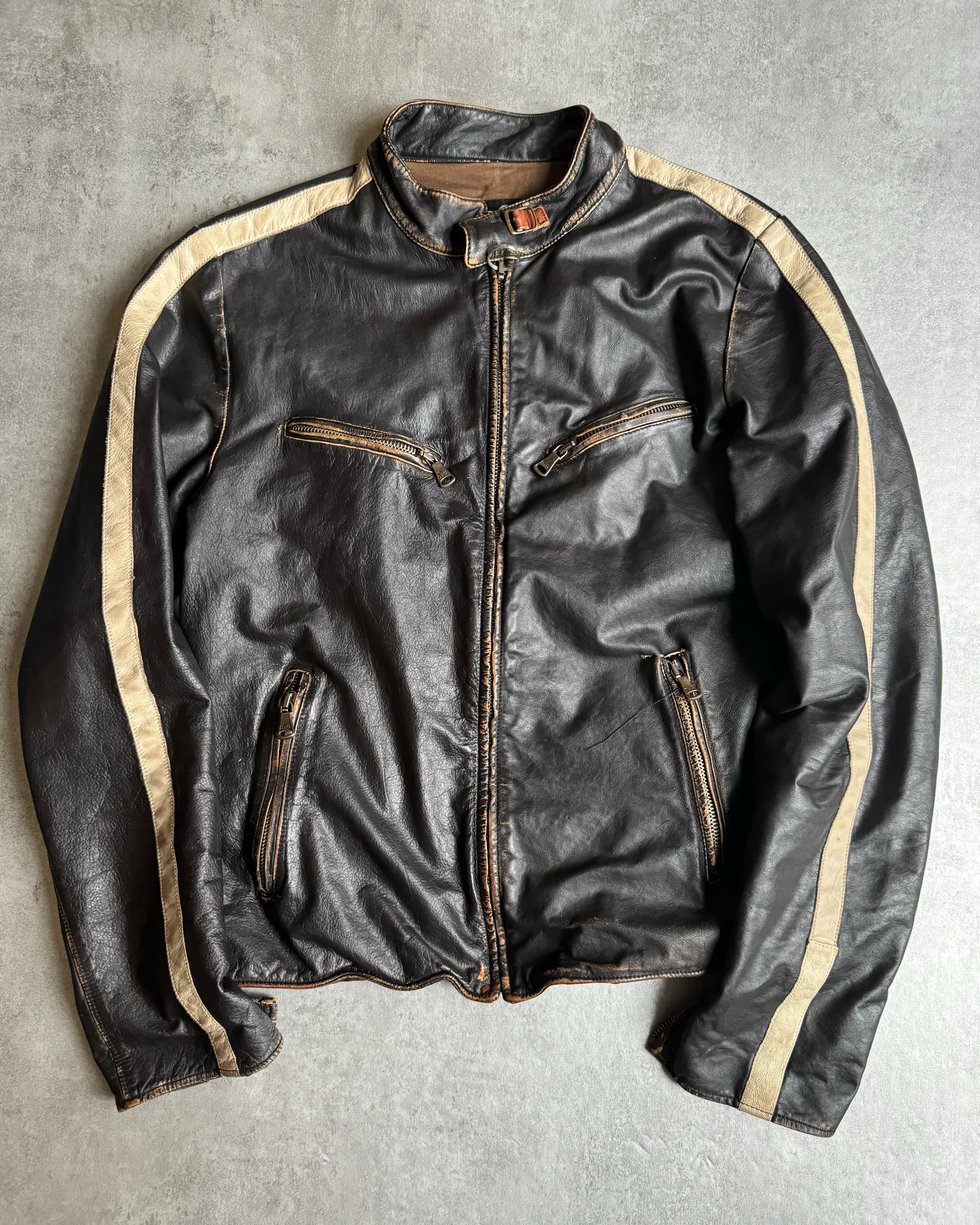 AW2003 Dolce & Gabbana Cafe Racing Plastic Dreamer Leather Jacket