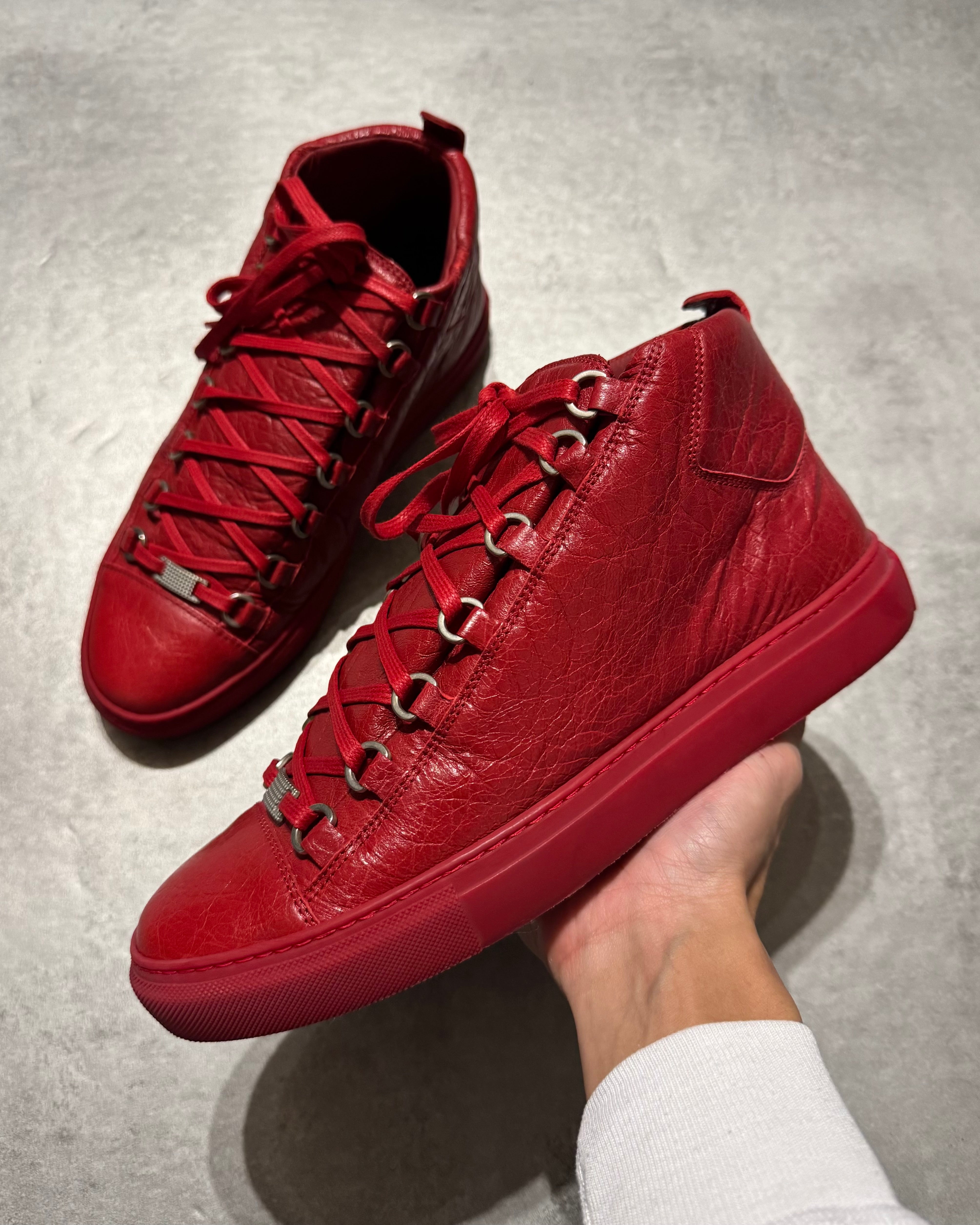 Balenciaga Arena Red High Top Leather Sneakers (41,5eu/us8 