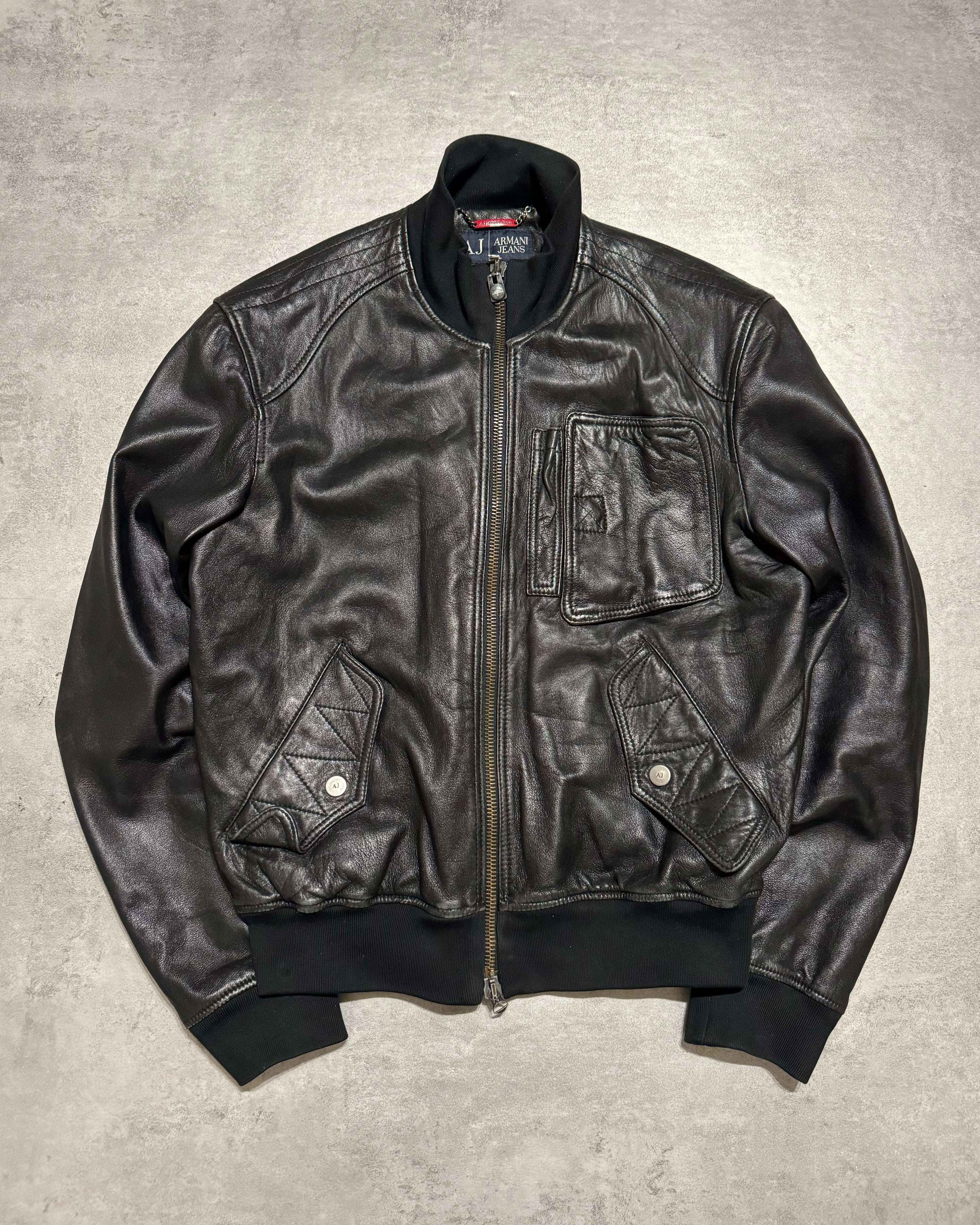 2000s Armani Black Utility Premium Biker Leather Jacket – Dolce 