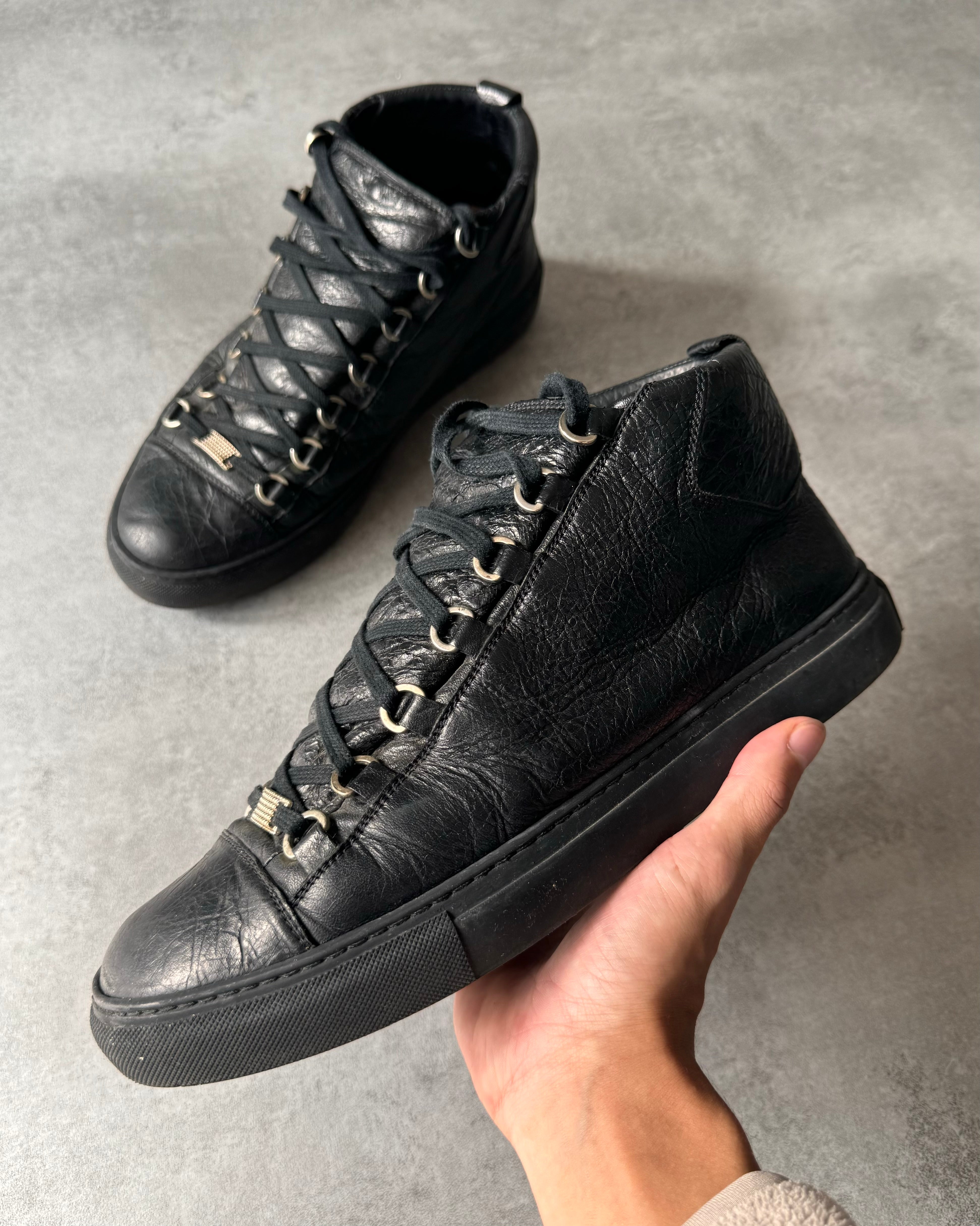 Balenciaga Arena High Black Cracked Leather Sneakers – Dolce Vita Hub