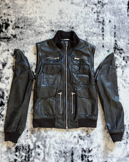 00s Dolce & Gabbana Leather Jacket with Detachable Arms (M)