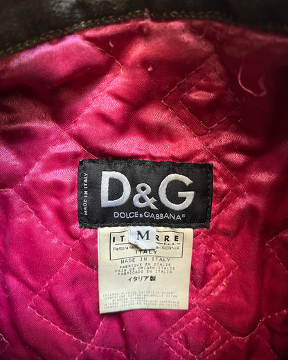 AW03 Dolce & Gabbana Glamour Patchwork Denim Jacket (XS)