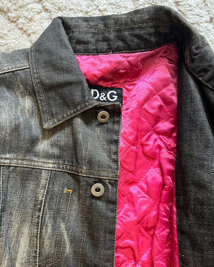 AW03 Dolce & Gabbana Glamour Patchwork Denim Jacket (XS)