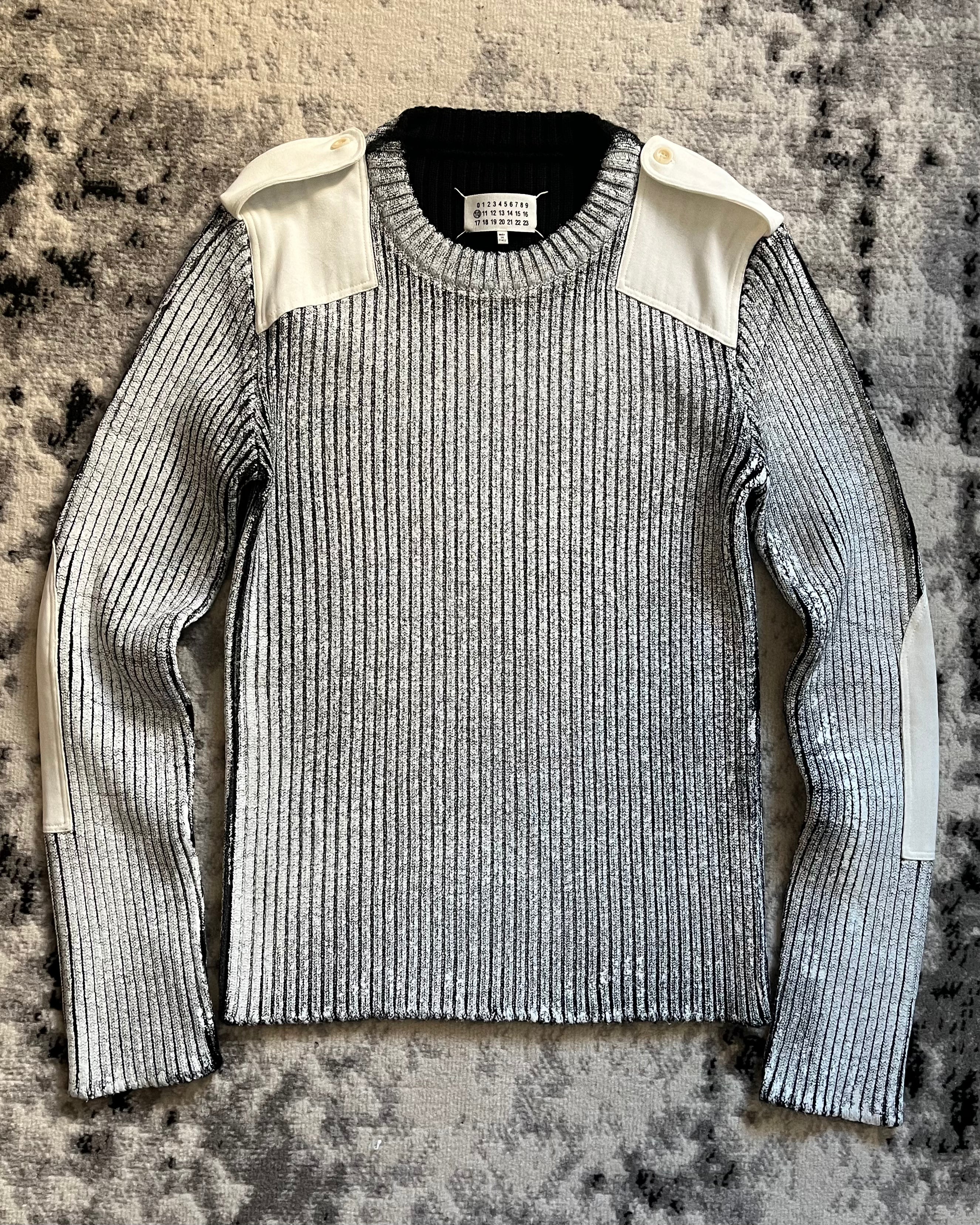 AW18 Maison Margiela Hand Painted Rib Knit Patchwork Sweater AW18 Maison Margiela Hand Painted Rib Knit Patchwork Sweater