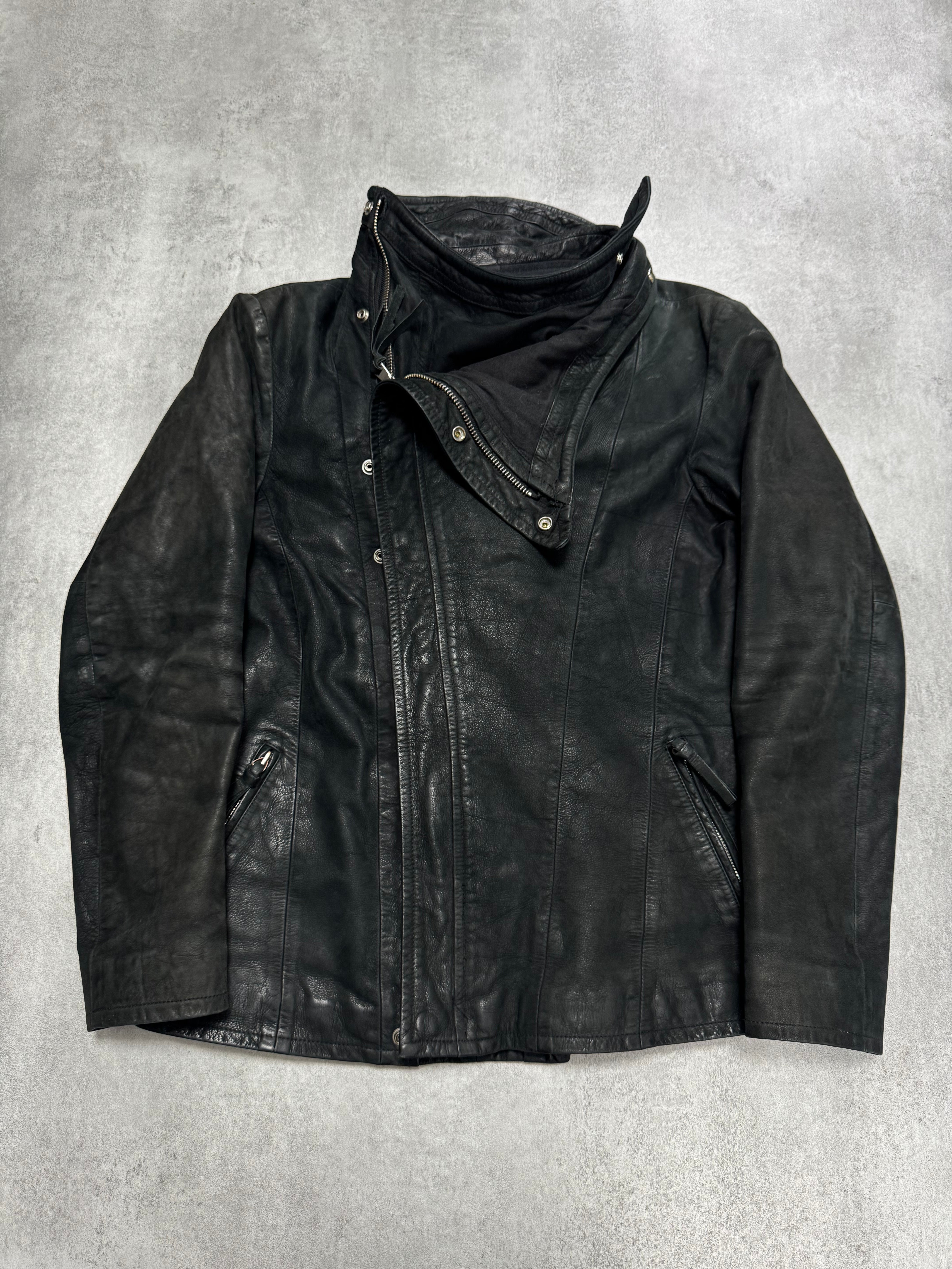 FW2011 Emporio Armani Asymmetrical Dark Leather Jacket (M) – Dolce 