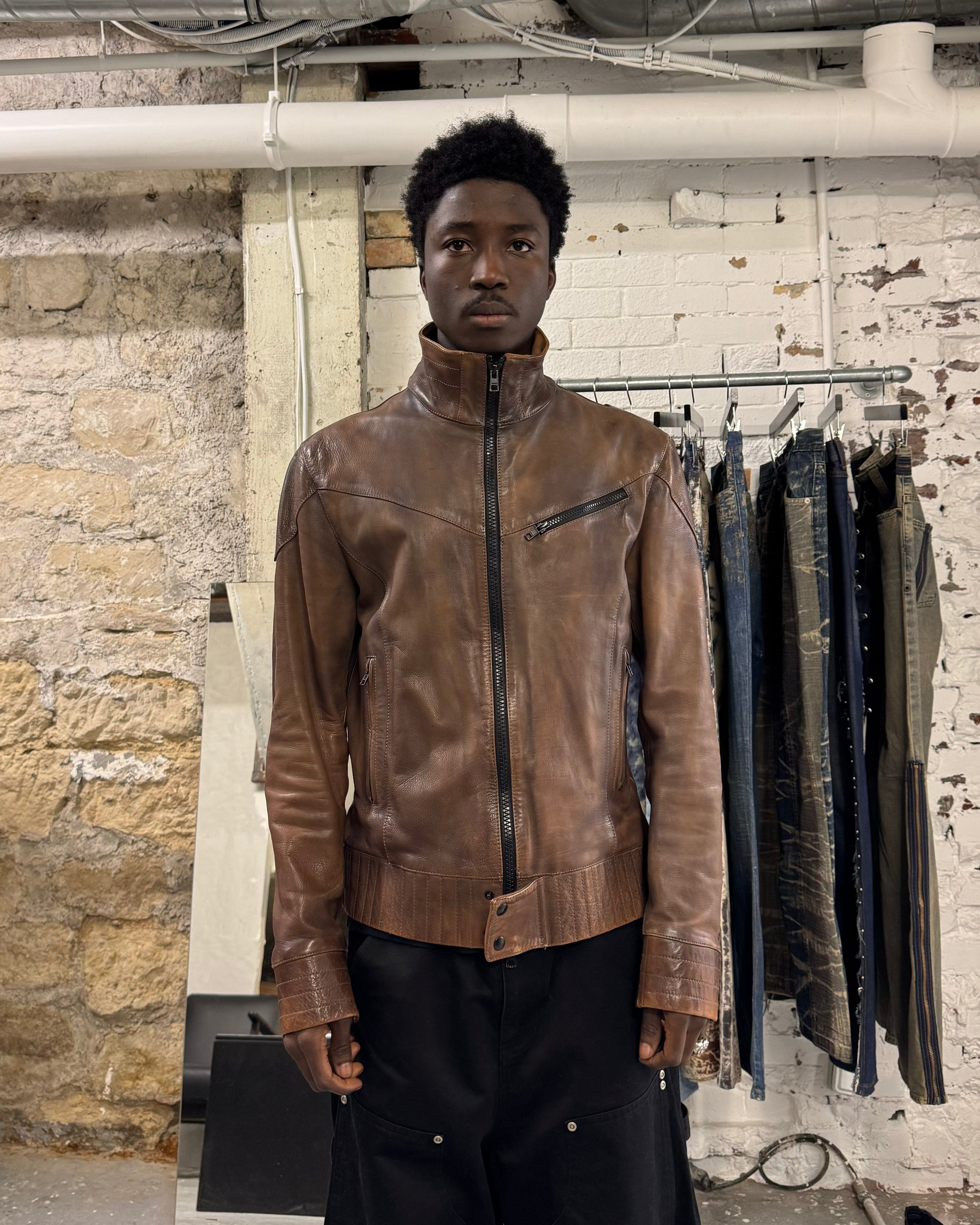 FW2011 Emporio Armani Brown Calf Leather Biker Jacket – Dolce Vita Hub