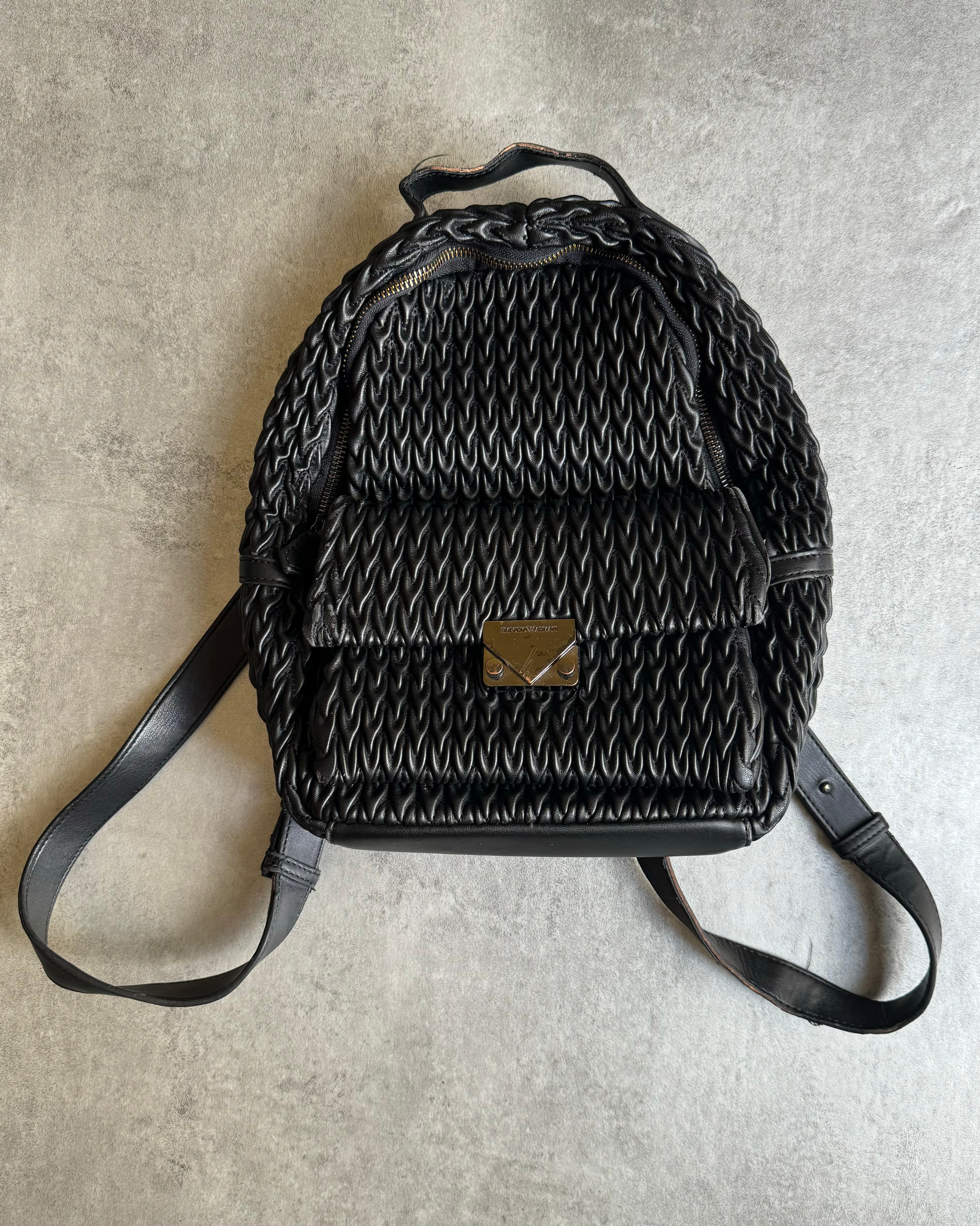 armani black leather backpack SS2015 Emporio Armani Black Leather Backpack