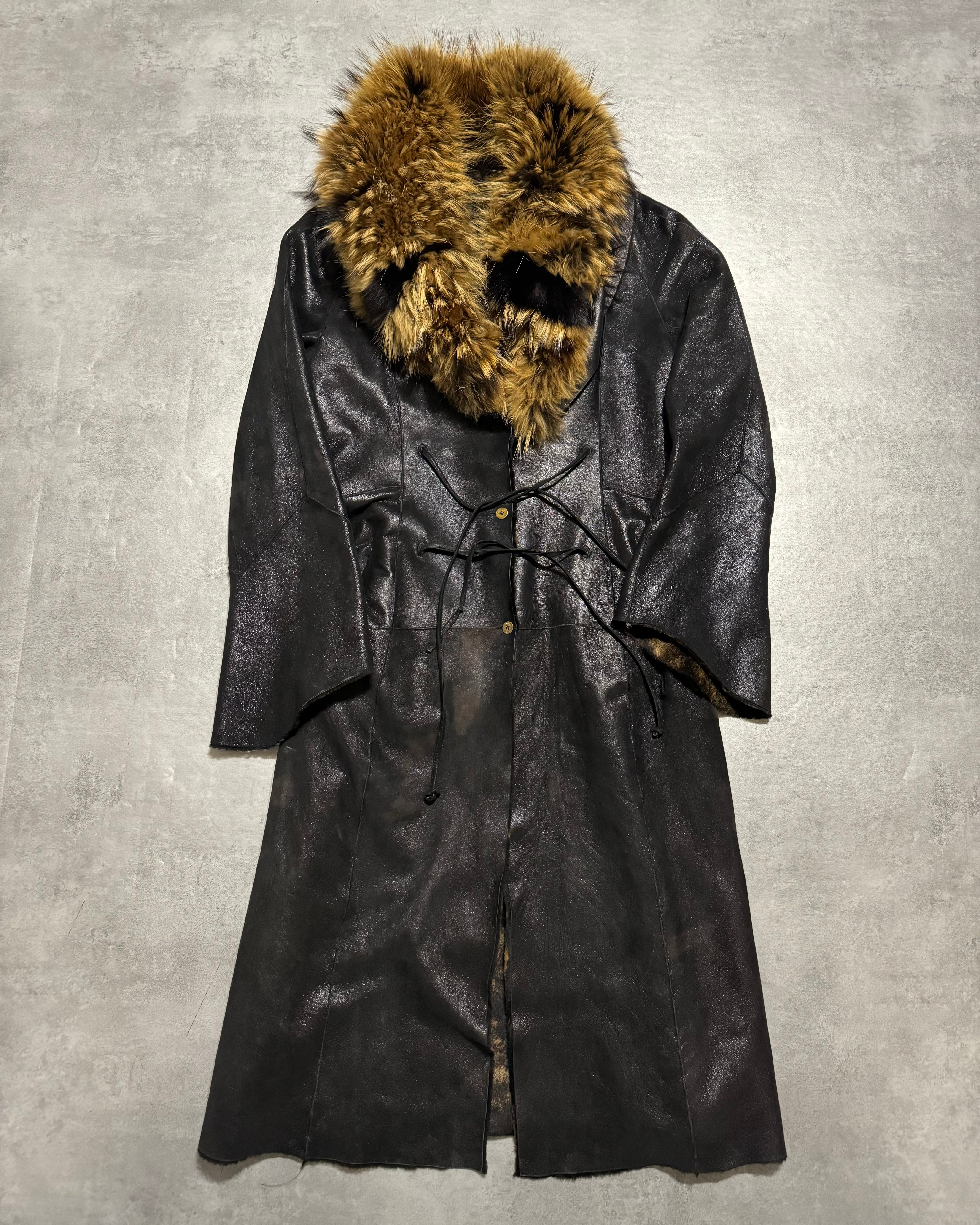 FW1998 Roberto Cavalli Premium Leather Trench Reversible Fur Royal