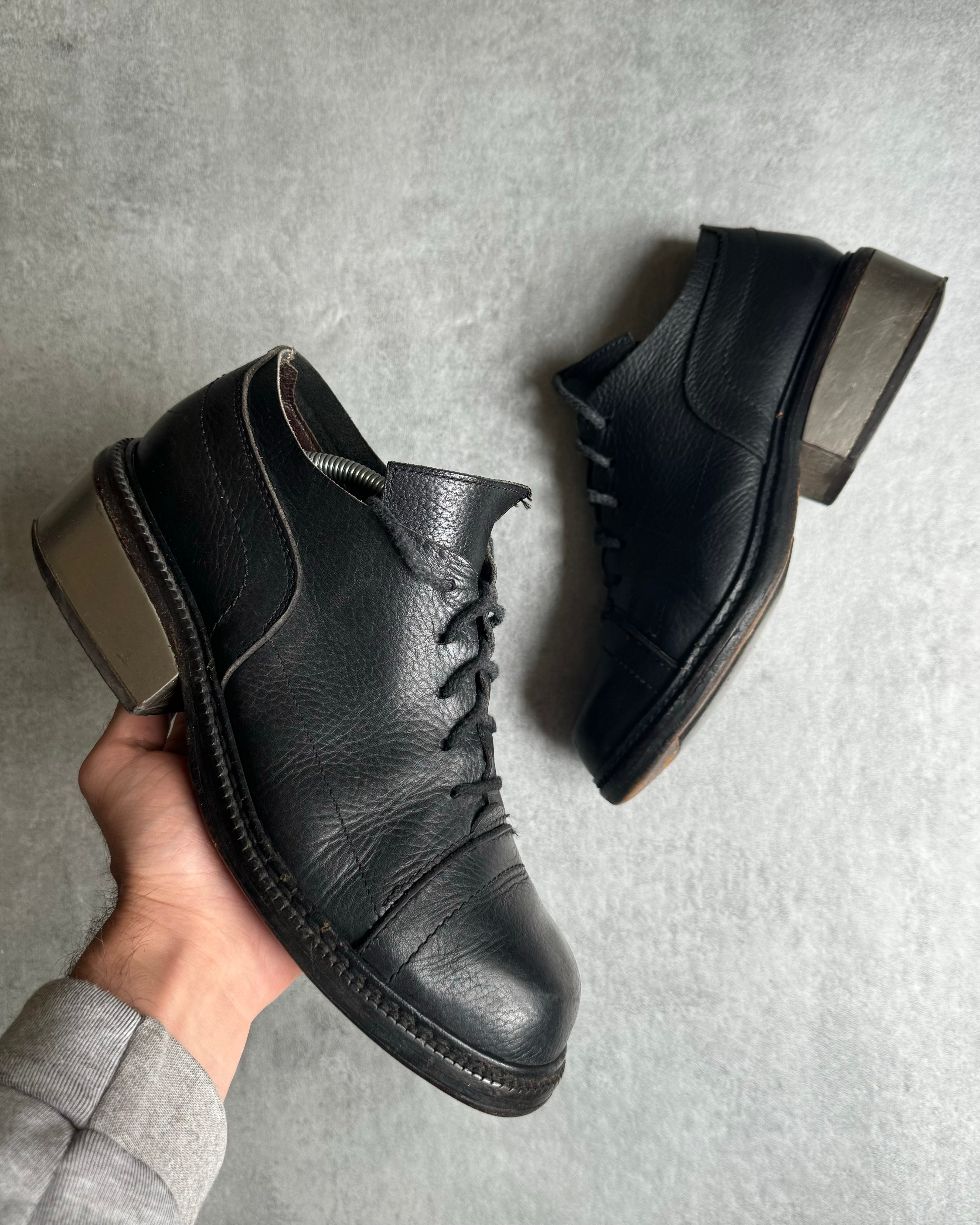 AW1996 Dirk Bikkembergs Black Leather Metal Heel Shoes – Dolce
