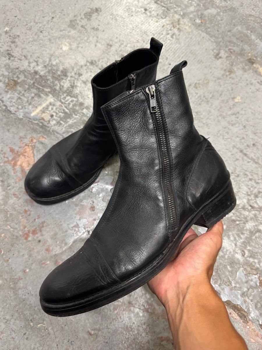 Ann Demeulemeester 2-Zip Black Leather Boots – Dolce Vita Hub